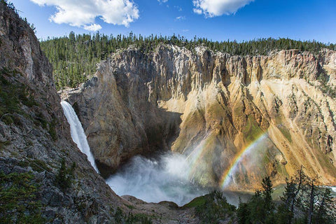 Lower Falls from Uncle Toms Trail, Yellowstone National Park White Modern Wood Framed Art Print with Double Matting by Herbert, Neal