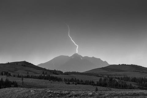 Electric Peak, Yellowstone National Park White Modern Wood Framed Art Print with Double Matting by The Yellowstone Collection