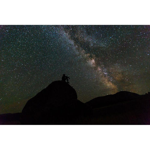 Milky Way, Mammoth Hot Springs, Yellowstone National Park Black Modern Wood Framed Art Print with Double Matting by The Yellowstone Collection