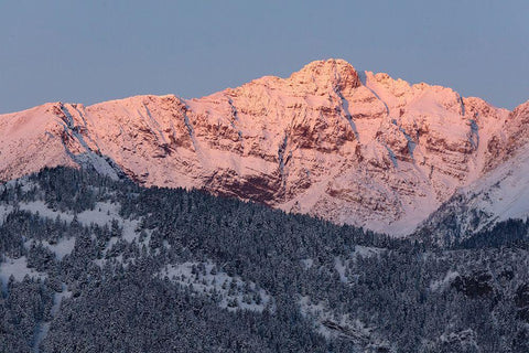 First light on Electric Peak, Yellowstone National Park White Modern Wood Framed Art Print with Double Matting by Frank, Jacob W.