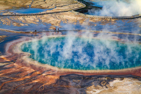 Grand Prismatic Spring, Yellowstone National Park White Modern Wood Framed Art Print with Double Matting by The Yellowstone Collection