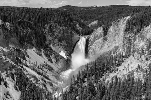 Lower Falls from Lookout Point, Yellowstone National Park White Modern Wood Framed Art Print with Double Matting by The Yellowstone Collection