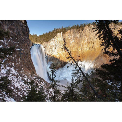 Lower Falls from Uncle Toms Trail, Yellowstone National Park Black Modern Wood Framed Art Print with Double Matting by The Yellowstone Collection