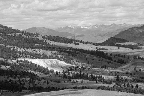 Mammoth Hot Springs from Bunsen Peak, Yellowstone National Park White Modern Wood Framed Art Print with Double Matting by Herbert, Neal