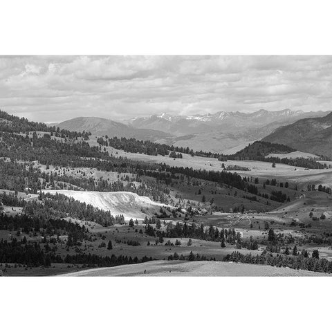 Mammoth Hot Springs from Bunsen Peak, Yellowstone National Park White Modern Wood Framed Art Print by Herbert, Neal