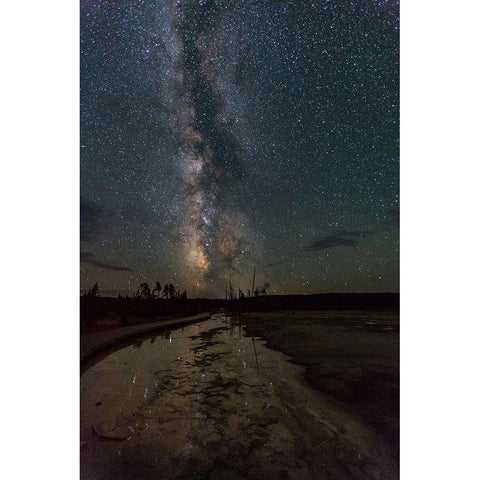 Milky Way at Fountain Paint Pots, Yellowstone National Park White Modern Wood Framed Art Print by The Yellowstone Collection