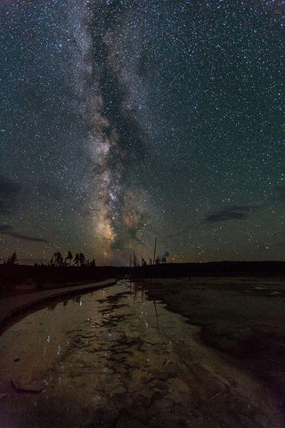 Milky Way at Fountain Paint Pots, Yellowstone National Park Black Ornate Wood Framed Art Print with Double Matting by The Yellowstone Collection