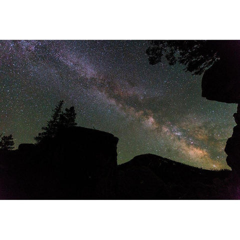 Milky Way near Mammoth Hot Springs, Yellowstone National Park Black Modern Wood Framed Art Print with Double Matting by The Yellowstone Collection