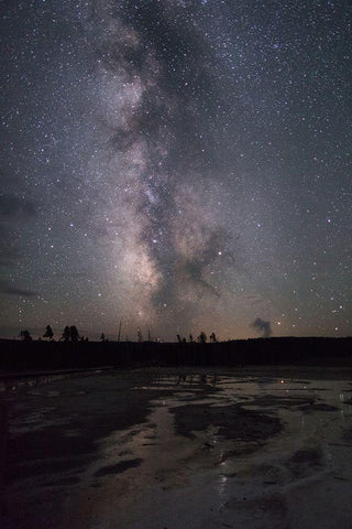 Milky Way over Silex Spring Runoff, Yellowstone National Park Black Ornate Wood Framed Art Print with Double Matting by The Yellowstone Collection