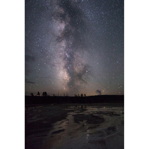 Milky Way over Silex Spring Runoff, Yellowstone National Park Black Modern Wood Framed Art Print with Double Matting by The Yellowstone Collection