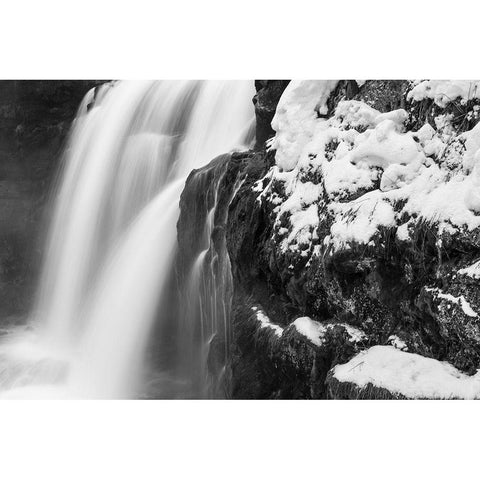 Moose Falls in Winter, Yellowstone National Park White Modern Wood Framed Art Print by Frank, Jacob W.