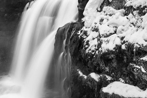 Moose Falls in Winter, Yellowstone National Park Black Ornate Wood Framed Art Print with Double Matting by Frank, Jacob W.