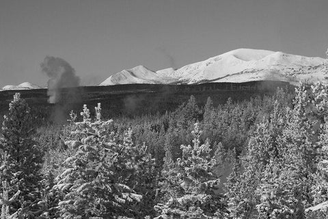 Mount Holmes and Thermal Feature, Yellowstone National Park White Modern Wood Framed Art Print with Double Matting by The Yellowstone Collection