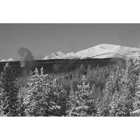 Mount Holmes and Thermal Feature, Yellowstone National Park White Modern Wood Framed Art Print by The Yellowstone Collection