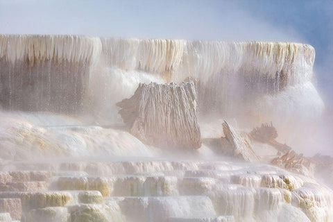 Naturally broken features of Canary Spring, Yellowstone National Park White Modern Wood Framed Art Print with Double Matting by The Yellowstone Collection