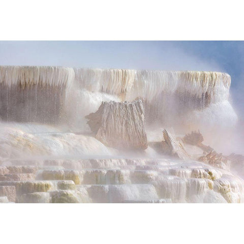 Naturally broken features of Canary Spring, Yellowstone National Park Gold Ornate Wood Framed Art Print with Double Matting by The Yellowstone Collection