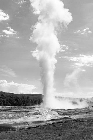 Old Faithful, Yellowstone National Park White Modern Wood Framed Art Print with Double Matting by The Yellowstone Collection