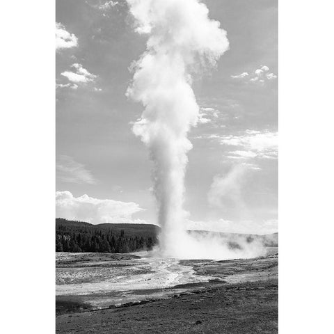 Old Faithful, Yellowstone National Park White Modern Wood Framed Art Print by The Yellowstone Collection