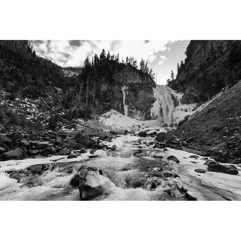 Osprey Falls, Yellowstone National Park Gold Ornate Wood Framed Art Print with Double Matting by Frank, Jacob W.