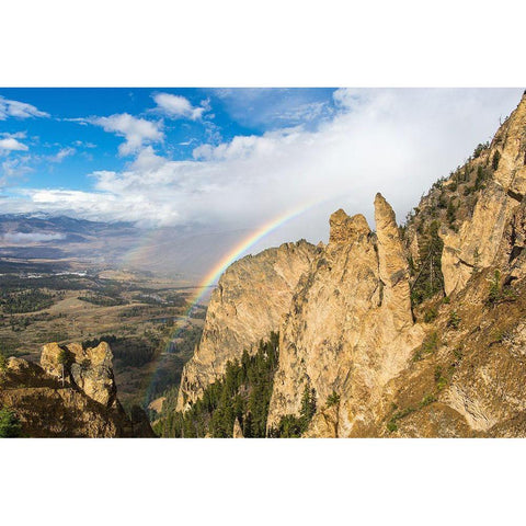 Rainbows from Bunsen Peak, Mammoth Hot Springs, Yellowstone National Park Gold Ornate Wood Framed Art Print with Double Matting by The Yellowstone Collection