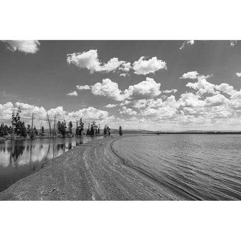 Sand Bar in Wolf Bay, Yellowstone National Park White Modern Wood Framed Art Print by Frank, Jacob W.