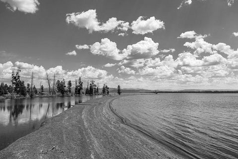 Sand Bar in Wolf Bay, Yellowstone National Park White Modern Wood Framed Art Print with Double Matting by Frank, Jacob W.