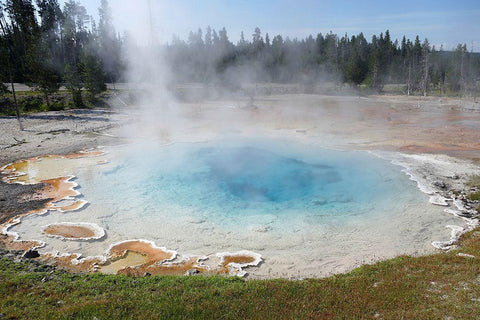 Silex Spring in the Lower Geyser Basin, Yellowstone National Park White Modern Wood Framed Art Print with Double Matting by Renkin, Diane