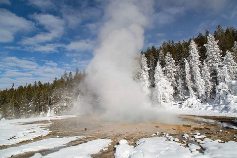 Solitary Geyser between Eruptions, Yellowstone National Park White Modern Wood Framed Art Print with Double Matting by The Yellowstone Collection