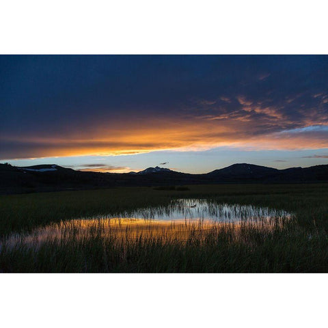 Spring Sunset, Swan Lake, Yellowstone National Park Black Modern Wood Framed Art Print with Double Matting by The Yellowstone Collection