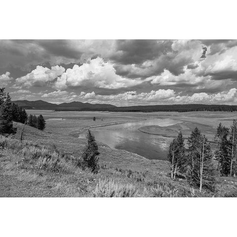 Hayden Valley and Yellowstone River, Yellowstone National Park Black Modern Wood Framed Art Print with Double Matting by Frank, Jacob W.