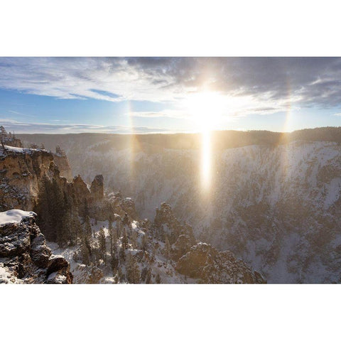 Grand Canyon of the Yellowstone, Yellowstone National Park Gold Ornate Wood Framed Art Print with Double Matting by The Yellowstone Collection