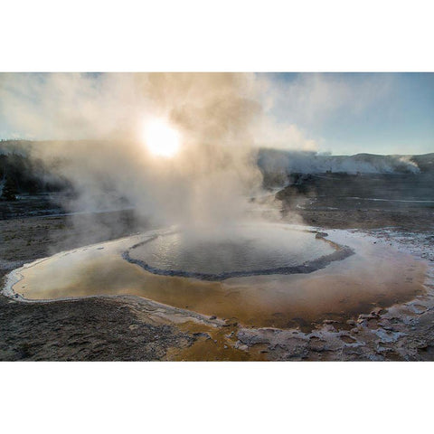 Sunrise at Crested Pool, Yellowstone National Park Gold Ornate Wood Framed Art Print with Double Matting by The Yellowstone Collection