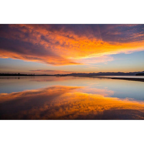 Sunrise on Yellowstone Lake, Yellowstone National Park Gold Ornate Wood Framed Art Print with Double Matting by The Yellowstone Collection