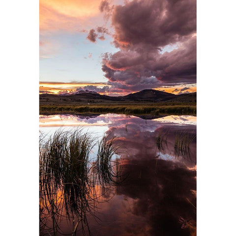 Sunset over Electric Peak, Yellowstone National Park Gold Ornate Wood Framed Art Print with Double Matting by The Yellowstone Collection