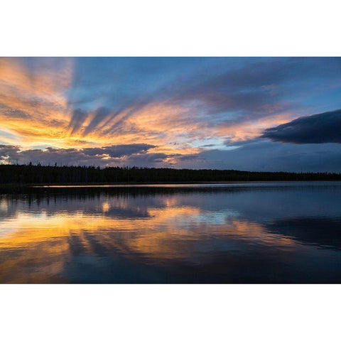 Sunset, Flat Mountain Arm, Yellowstone National Park Gold Ornate Wood Framed Art Print with Double Matting by The Yellowstone Collection