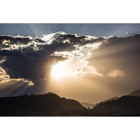 Sunset, Lamar Valley, Yellowstone National Park Gold Ornate Wood Framed Art Print with Double Matting by The Yellowstone Collection