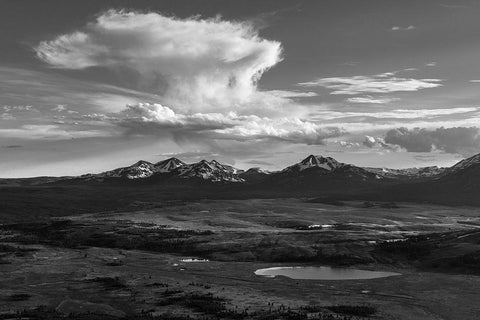 Swan Lake from Bunsen Peak Summit, Yellowstone National Park Black Ornate Wood Framed Art Print with Double Matting by Frank, Jacob W.