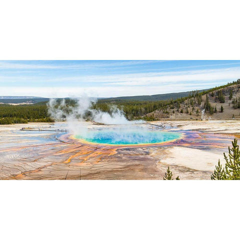 View from the Grand Prismatic Overlook Trail, Yellowstone National Park Gold Ornate Wood Framed Art Print with Double Matting by The Yellowstone Collection