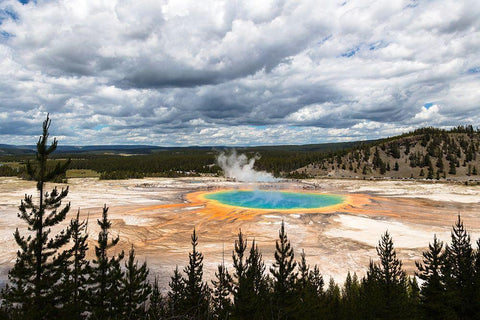 Views from the Grand Prismatic Overlook Trail, Yellowstone National Park White Modern Wood Framed Art Print with Double Matting by The Yellowstone Collection