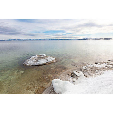 Views of Big Cone after a Snow Storm, Yellowstone National Park White Modern Wood Framed Art Print by Frank, Jacob W.