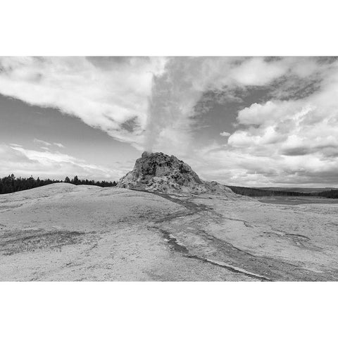 White Dome Geyser Eruption, Yellowstone National Park Black Modern Wood Framed Art Print with Double Matting by Frank, Jacob W.