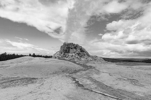 White Dome Geyser Eruption, Yellowstone National Park White Modern Wood Framed Art Print with Double Matting by Frank, Jacob W.