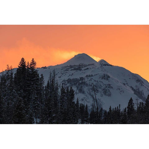 Winter Solstice Sunset over Dome Mountain, Yellowstone National Park White Modern Wood Framed Art Print by The Yellowstone Collection