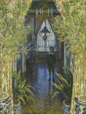 A Corner of the Apartment 1875 White Modern Wood Framed Art Print with Double Matting by Monet, Claude