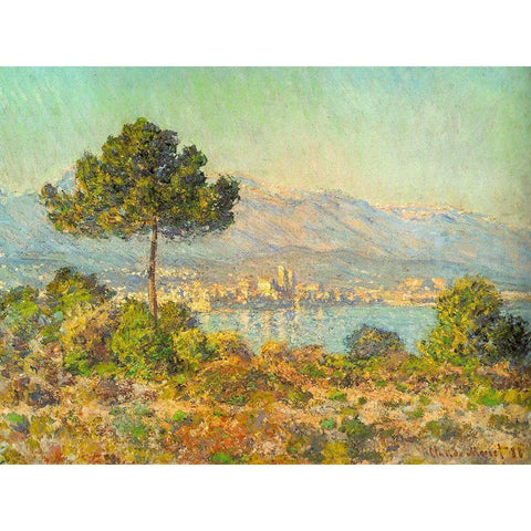 Antibes from Plateau Notre Dame 1888 White Modern Wood Framed Art Print by Monet, Claude