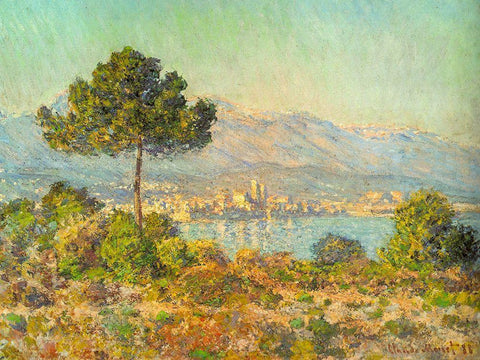 Antibes from Plateau Notre Dame 1888 White Modern Wood Framed Art Print with Double Matting by Monet, Claude