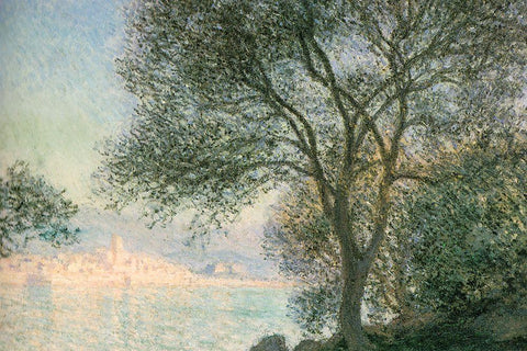 Antibes-view from the Salis 1888 White Modern Wood Framed Art Print with Double Matting by Monet, Claude