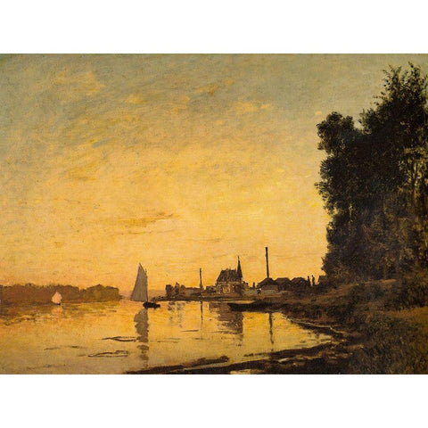 Argenteuil-late afternoon 1872 Black Modern Wood Framed Art Print with Double Matting by Monet, Claude