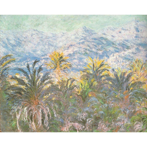 Bordighera I 1884 Black Modern Wood Framed Art Print with Double Matting by Monet, Claude