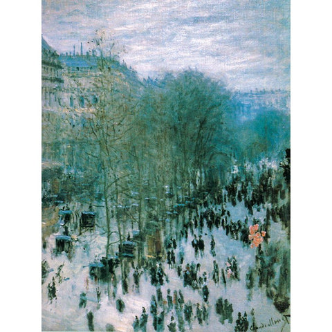 Boulevard des Capucines 1873 Gold Ornate Wood Framed Art Print with Double Matting by Monet, Claude